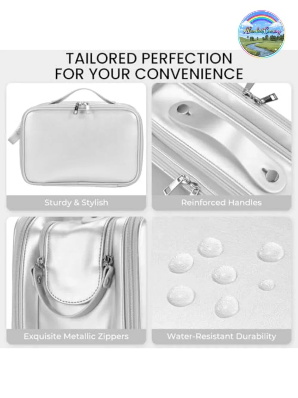 Large Capacity Waterproof PU Leather Travel Makeup Bag with Brush Holder